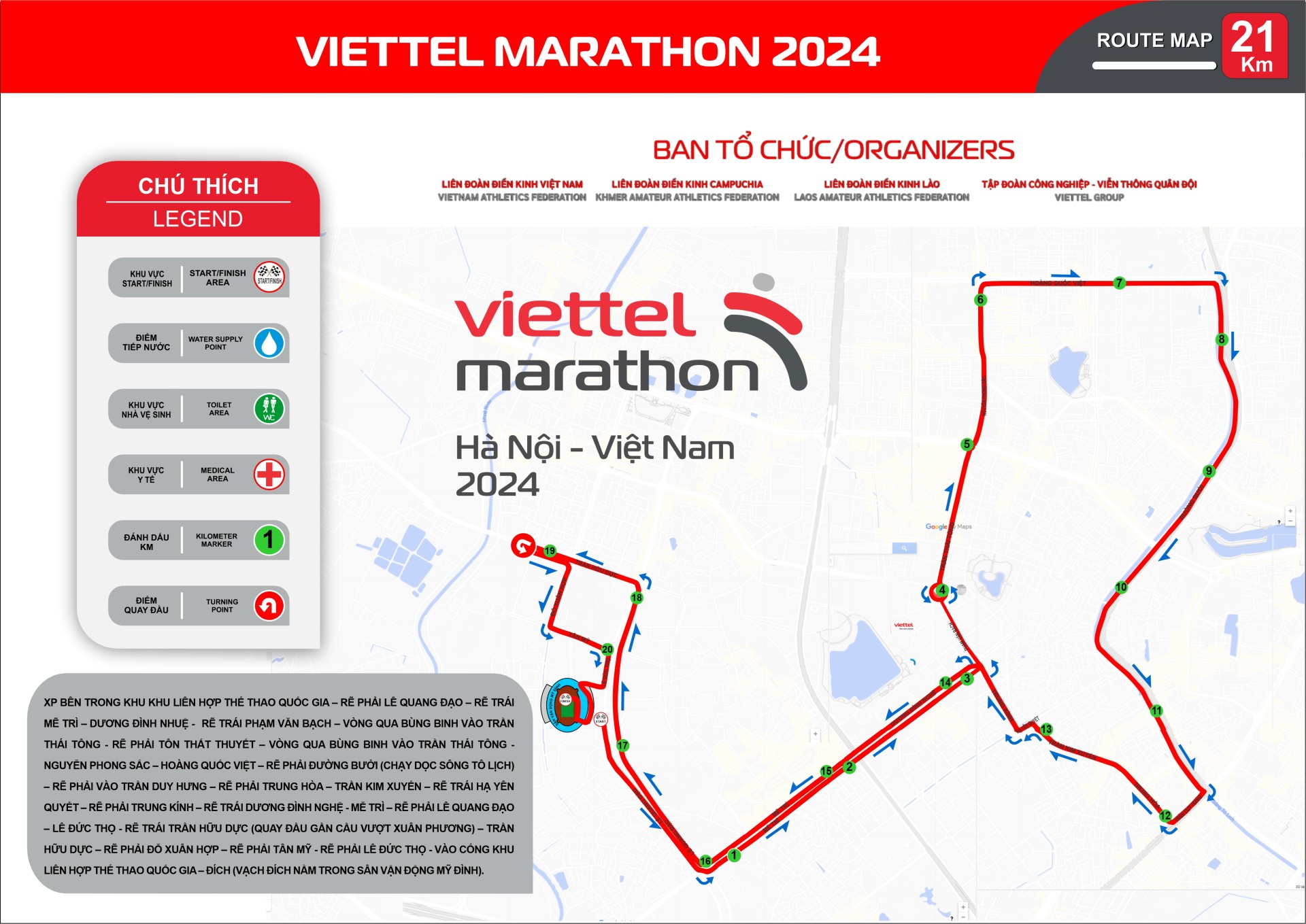 Sơ đồ đường chạy 21km