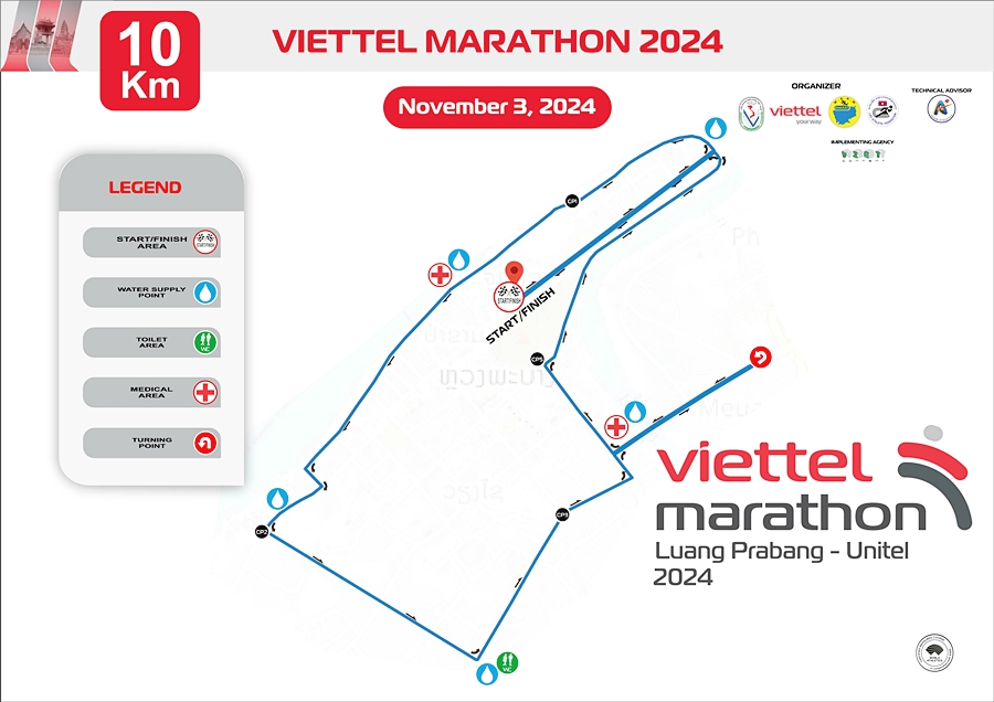 Đường chạy chính thức của Viettel Marathon Luang Prabang Unitel 2024