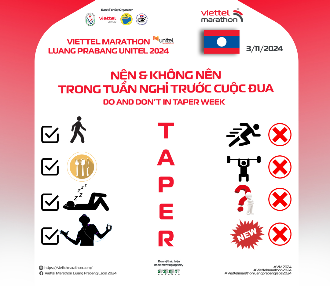 Nên và Không nên trong tuần nghỉ ngơi trước cuộc đua Viettel Marathon 2024